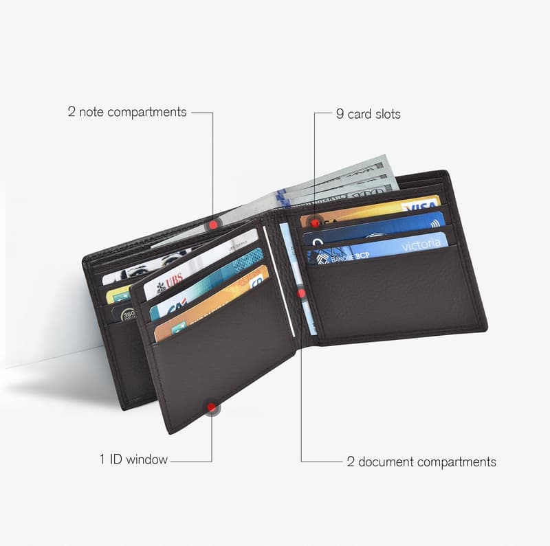 Men's RFID Bifold Leather Wallet - Slim Minimalist Design
