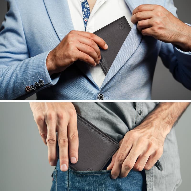 Men's RFID Bifold Leather Wallet - Slim Minimalist Design