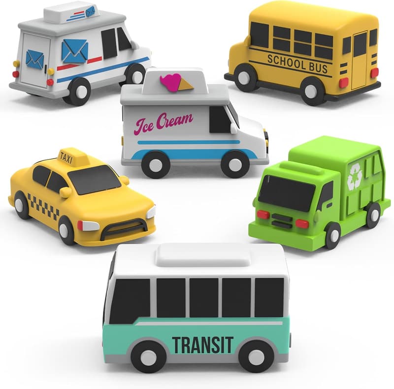 Vehicle Bath Toys 6-Pack – Soft, Squeezable & Mold-Free