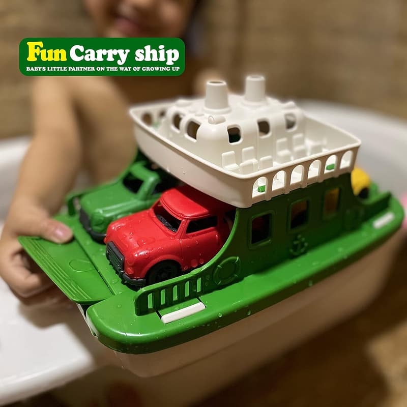 Floating Ferry Boat Toy Set with 4 Cars & Wind-Up Vehicles