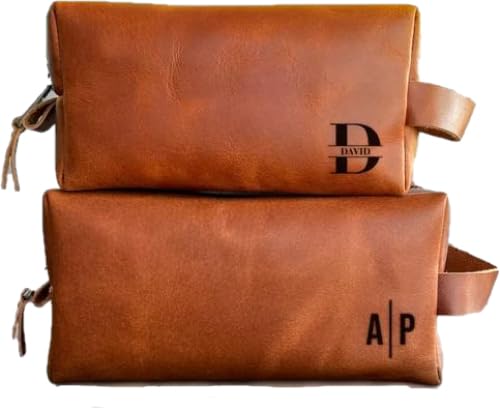 Personalized Leather Toiletry Bag for Men - Groomsmen Gift