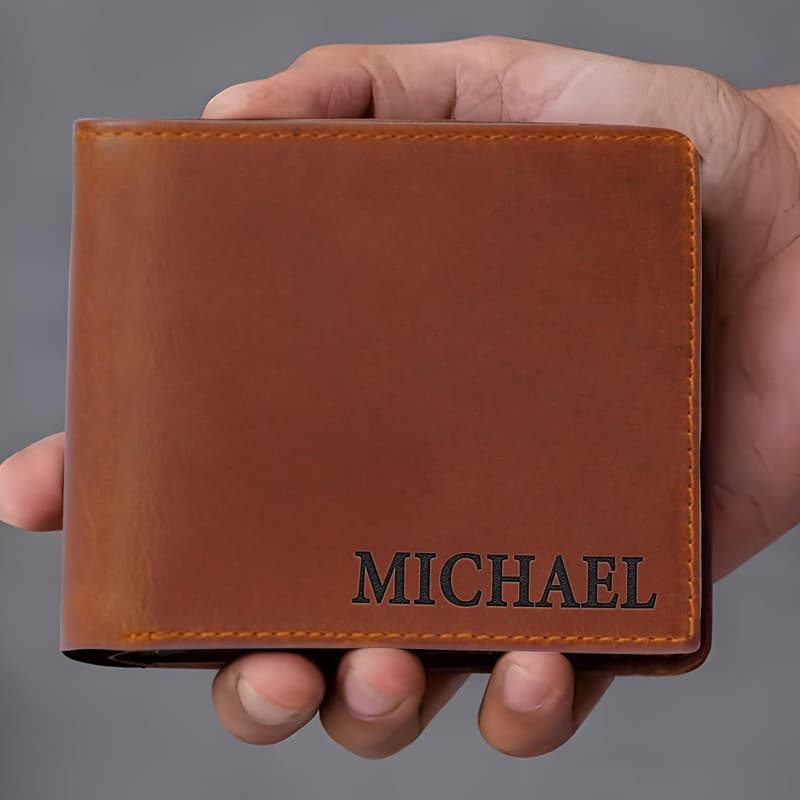 Custom Leather Wallet for Men - Personalized Gift for Him