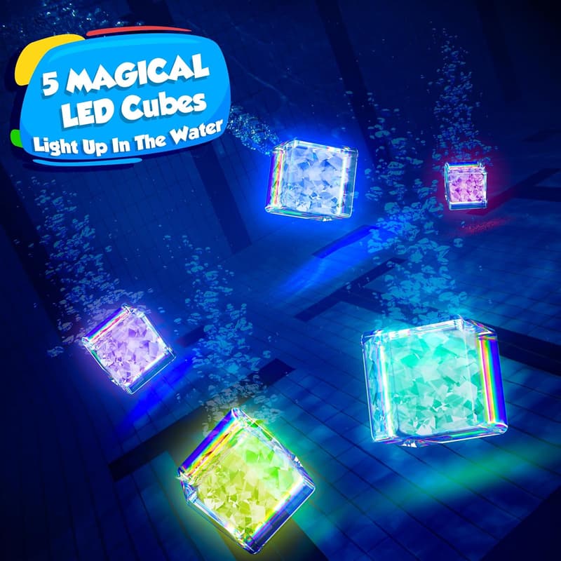 Diving Pool Toys Set for Kids 4-12 with LED Cubes & Goggles