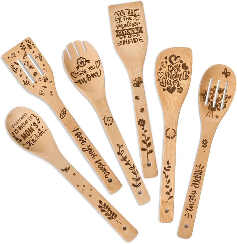 Mother's Day Wooden Cooking Spoons Set for Women
