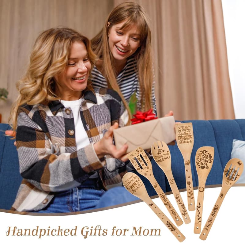 Mother's Day Wooden Cooking Spoons Set for Women