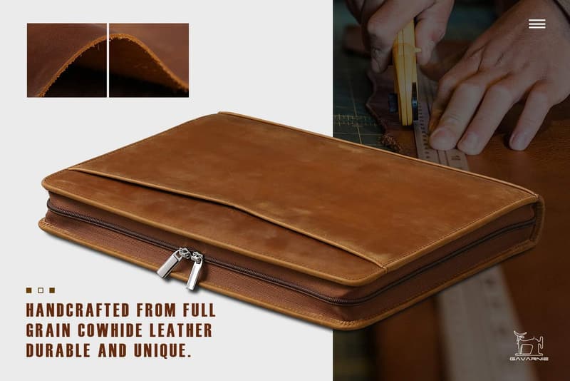 Brown Genuine Leather Padfolio for Men - Business Portfolio & 13
