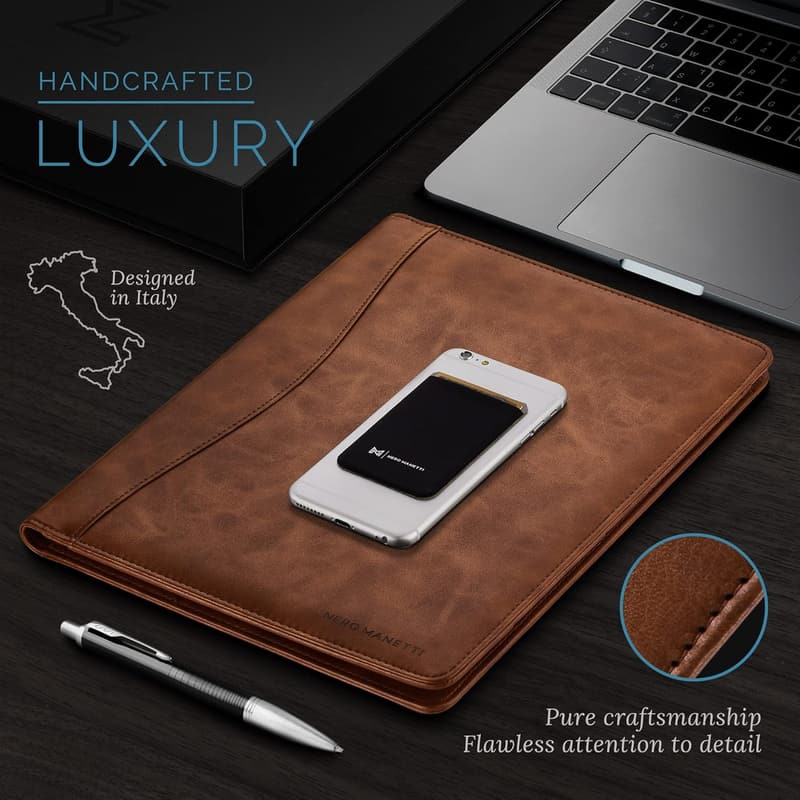Professional Leather Portfolio Notepad Holder for Men & Women