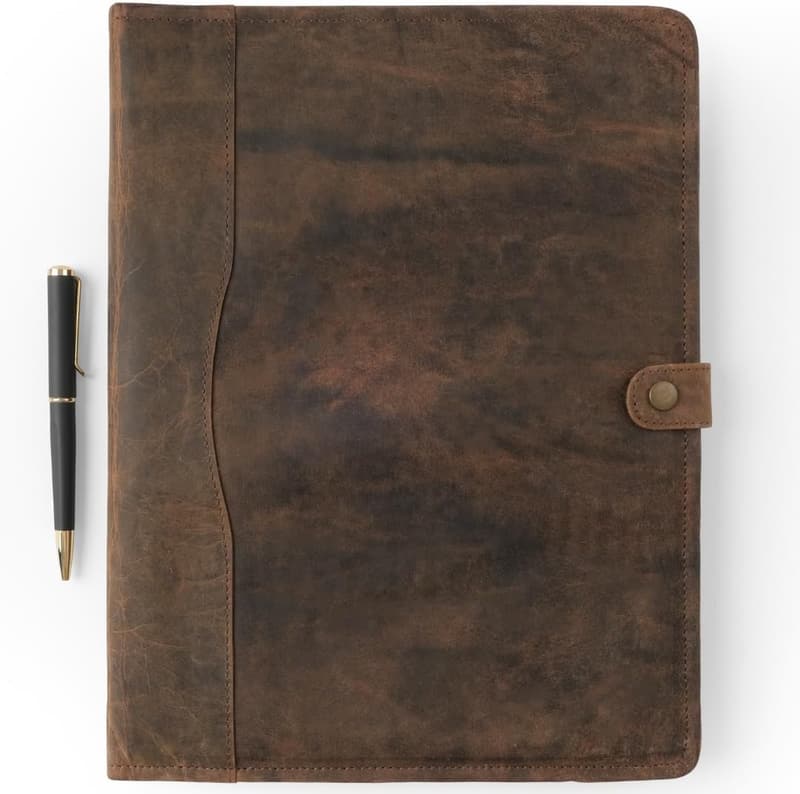 Leather Portfolio Binder with Pen for Men and Women