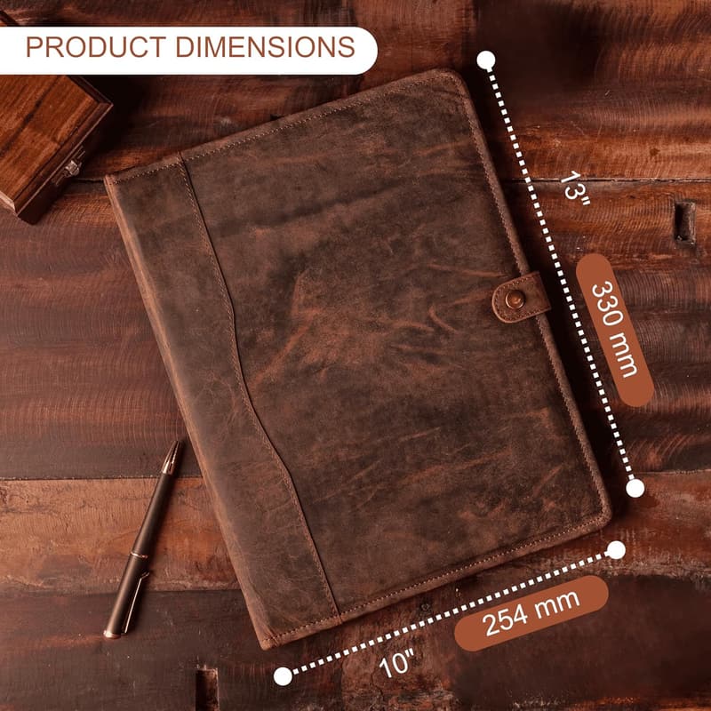 Leather Portfolio Binder with Pen for Men and Women