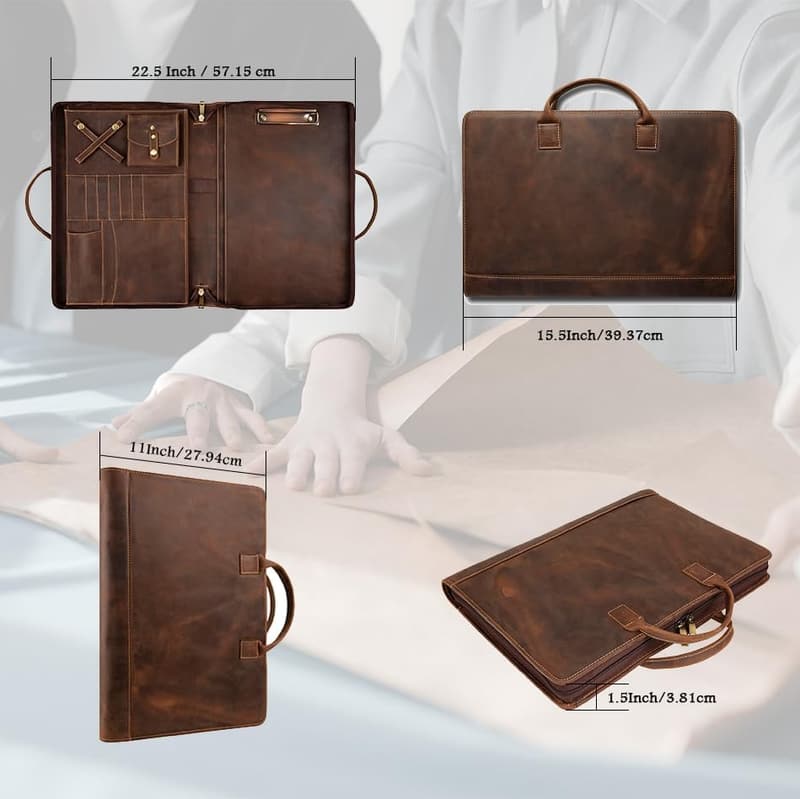Personalized Leather Padfolio Organizer for 15-inch Laptop