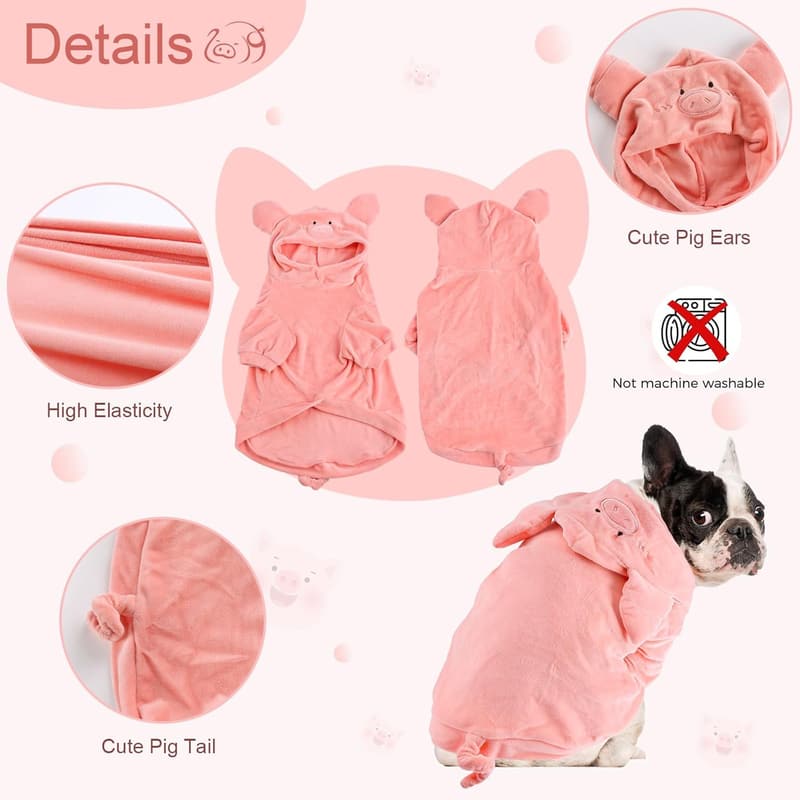 Halloween Pig Dog Costume - Warm Hoodie for Small Pets
