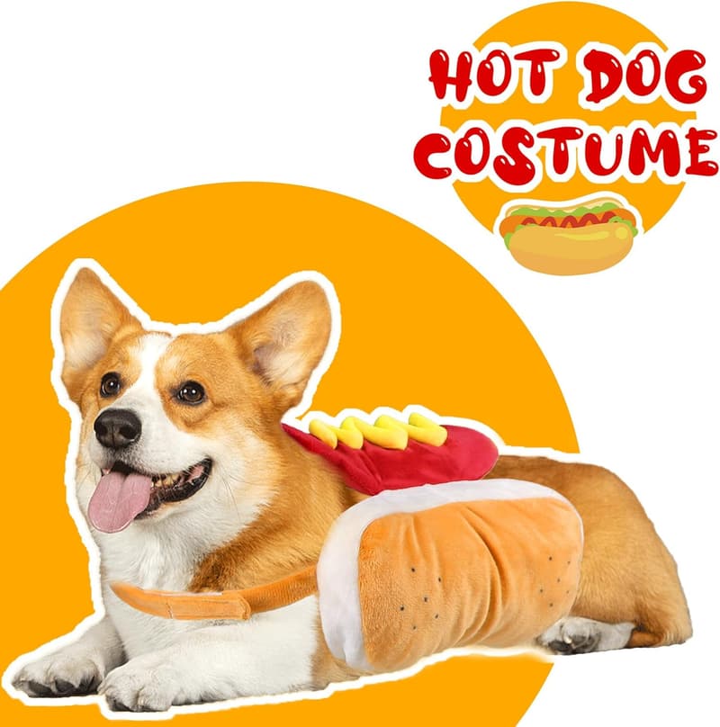 Funny Dog Hot Dog Costume for XS to Medium Pets