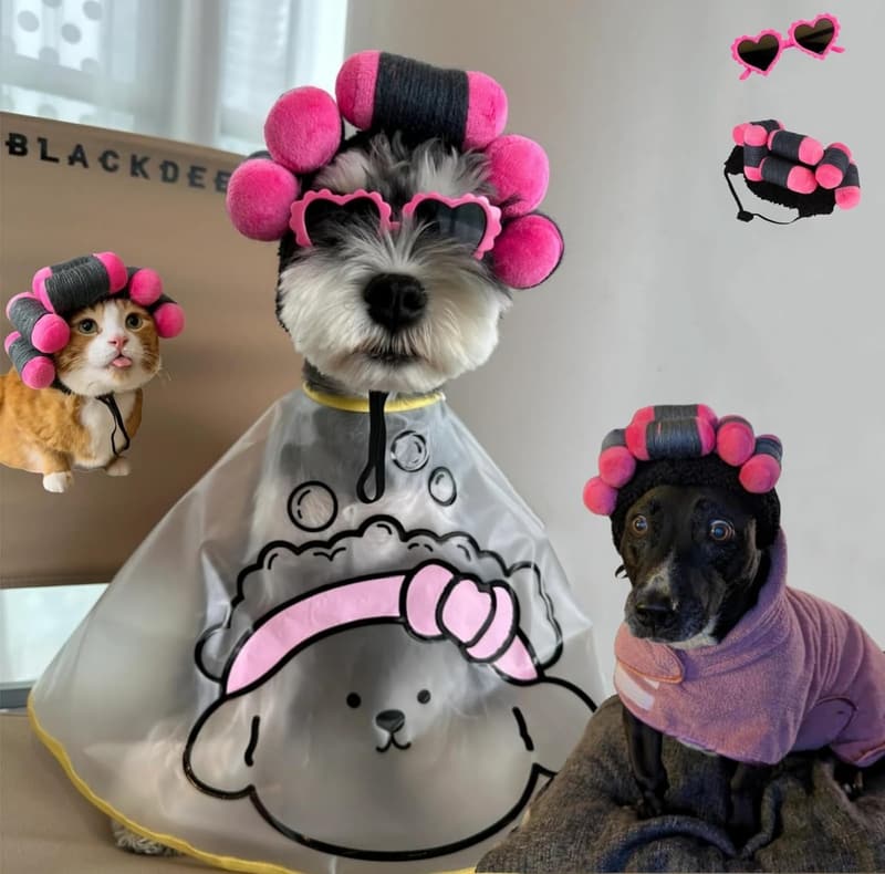 Halloween Dog Costume Wig with Glasses - Adjustable & Warm