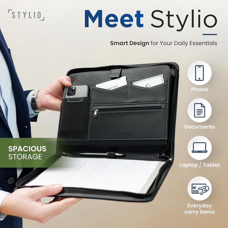 Faux Leather Padfolio with Notepad for Business Essentials
