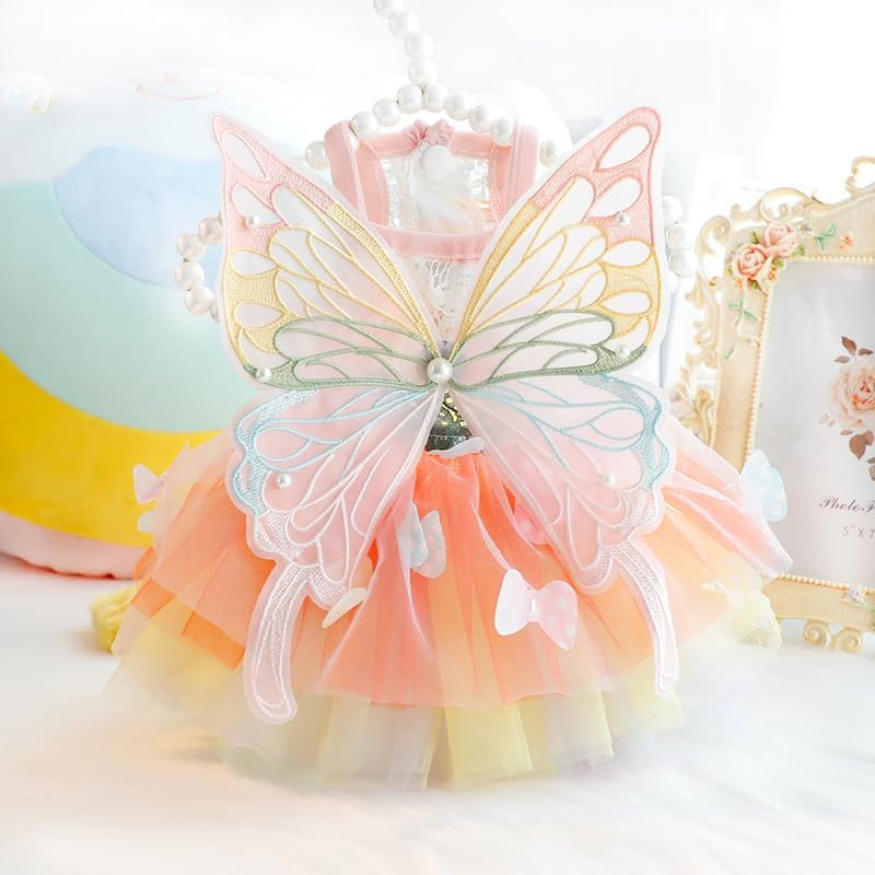 Cute Handmade Butterfly Dress for Small Dogs