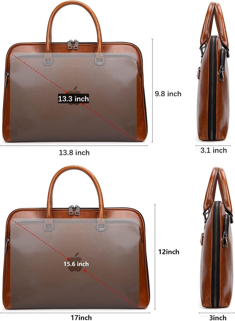 Genuine Leather Laptop Messenger Bag for 15.6