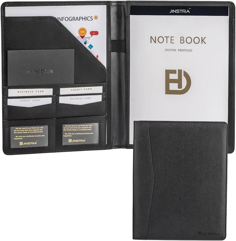 Professional PU Leather Padfolio with 20-Page Notebook