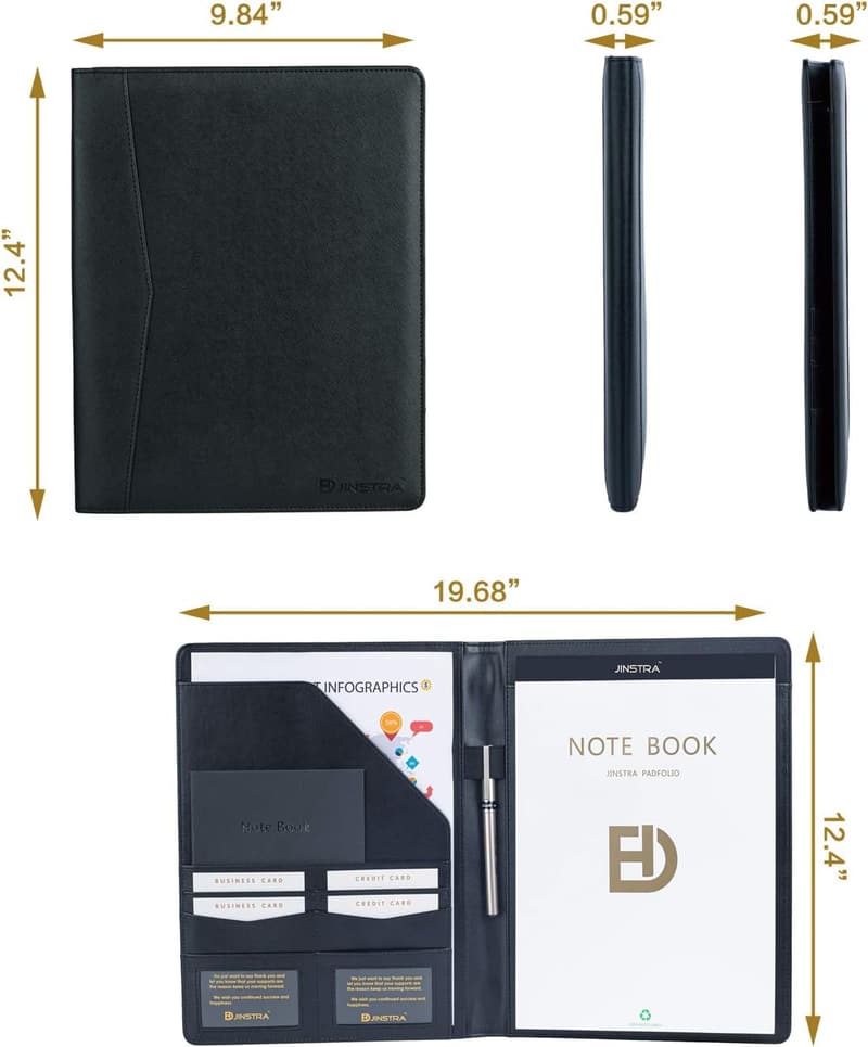 Professional PU Leather Padfolio with 20-Page Notebook