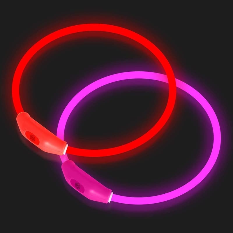 LED Rechargeable Dog Collars - Night Safety Light (2-Pack)