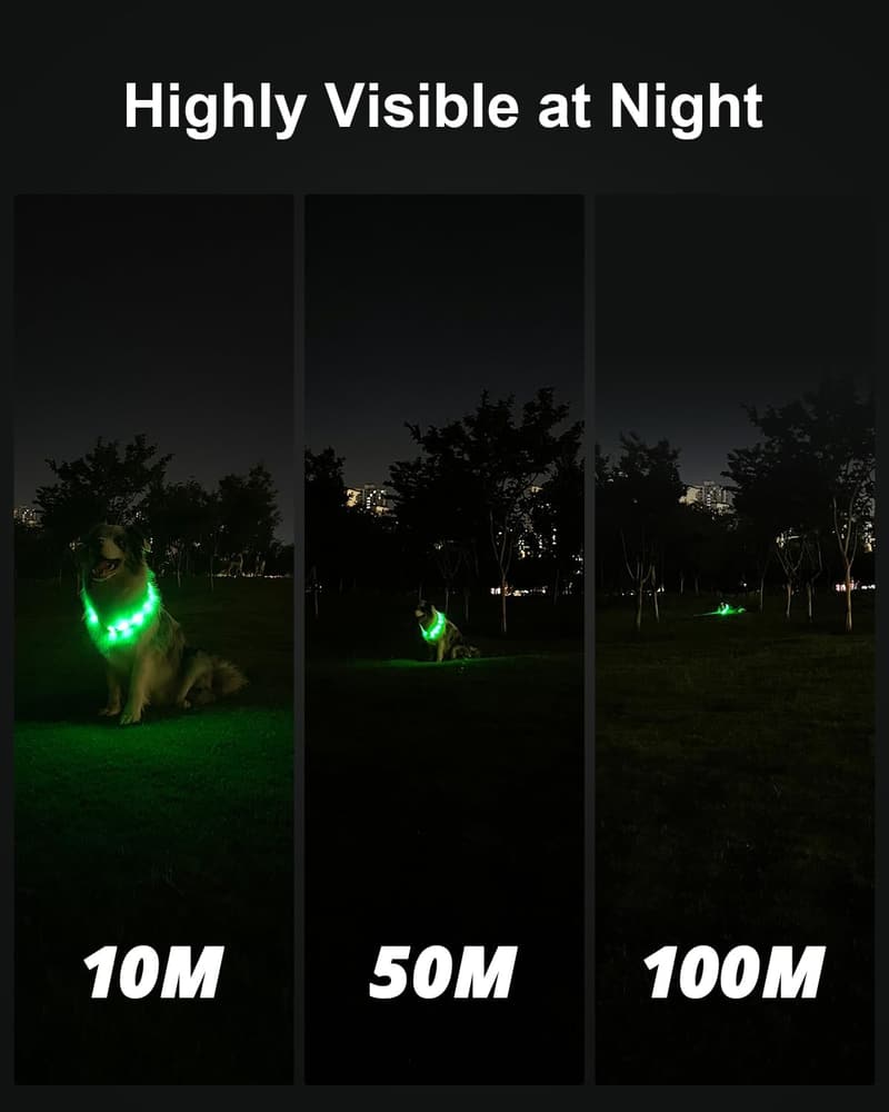 Rechargeable LED Dog Collar with 9 Flashing Modes, 27.5 Inch