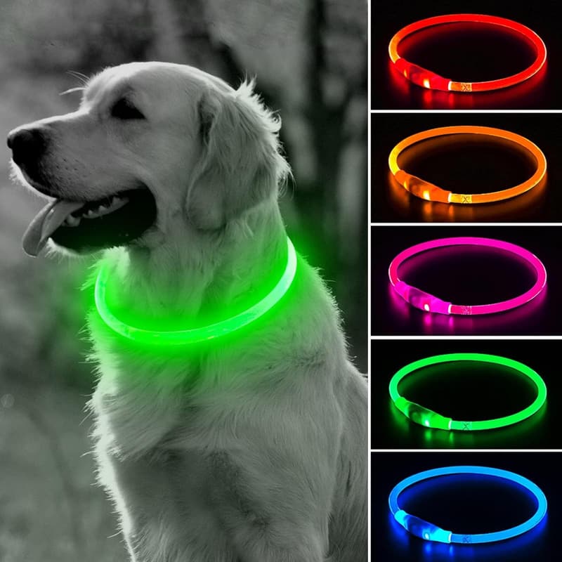 LED Rechargeable Dog Collar - Light-Up Safety Collar for Dogs
