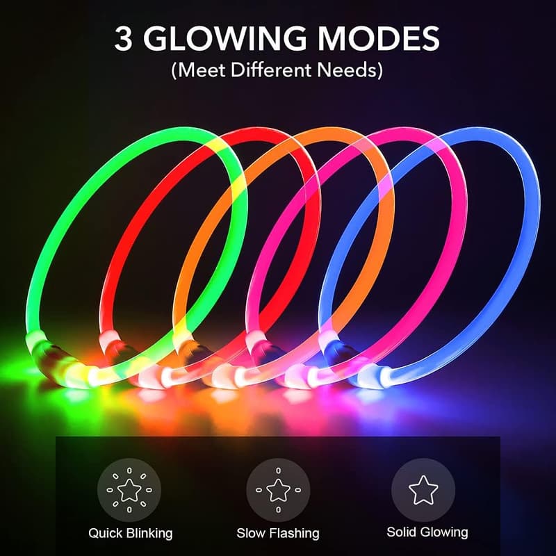 LED Rechargeable Dog Collar - Light-Up Safety Collar for Dogs