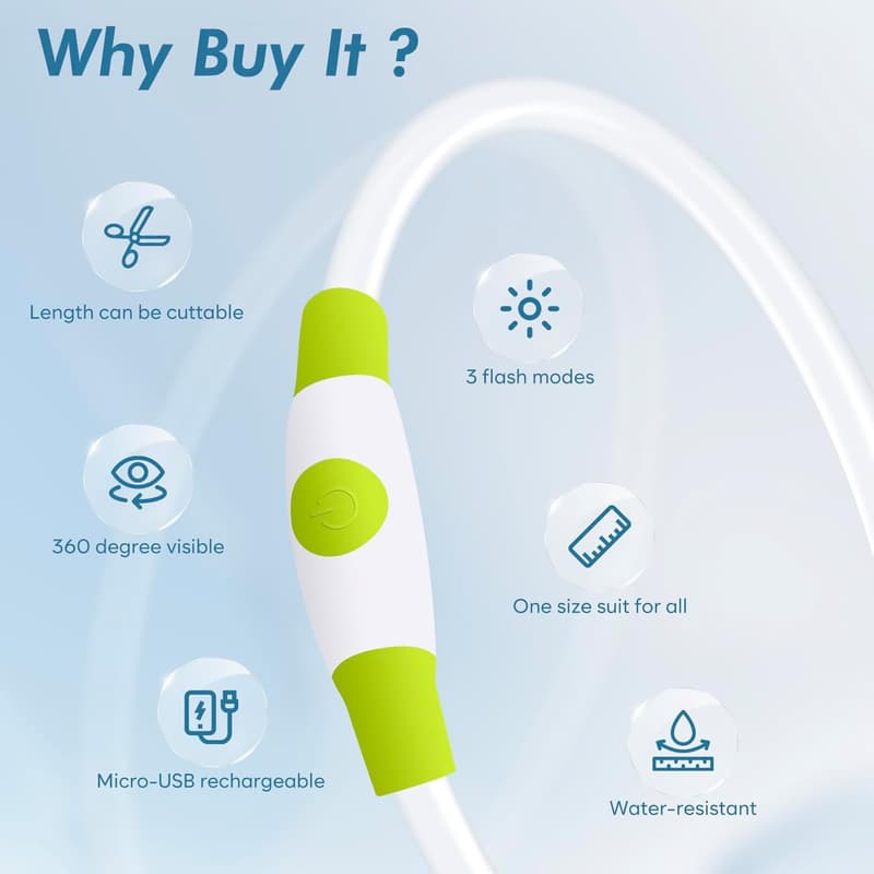 LED Rechargeable Dog Collar - Light-Up Safety Collar for Dogs