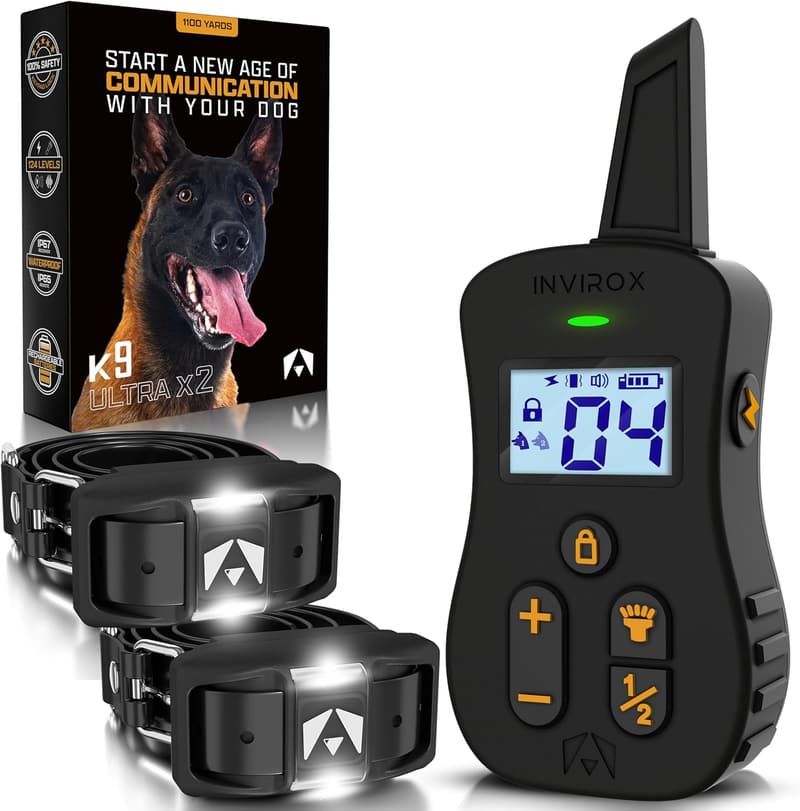 Ultra K9 X2 Dog Training Collar with Night-Light - ¾ Mile Range