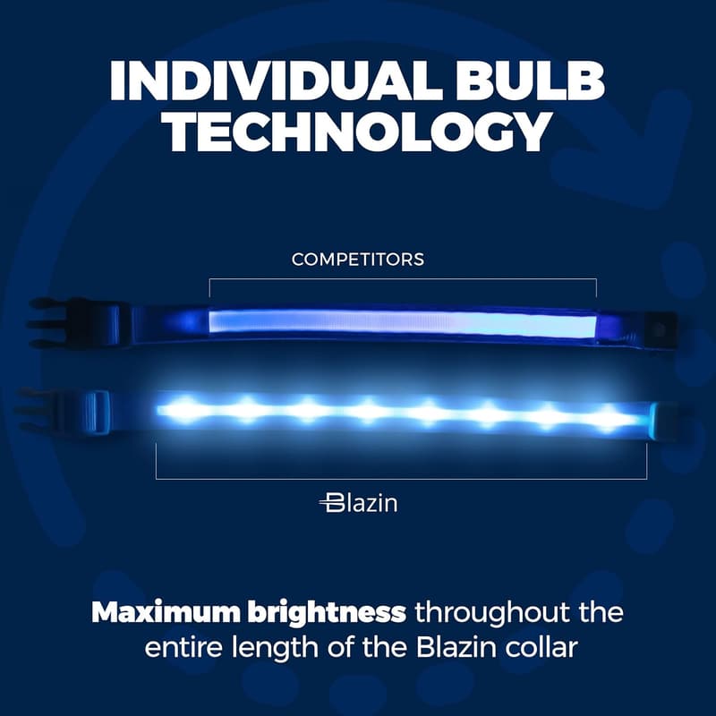 LED Dog Collar with 1,000 Feet Visibility - USB Rechargeable & Waterproof