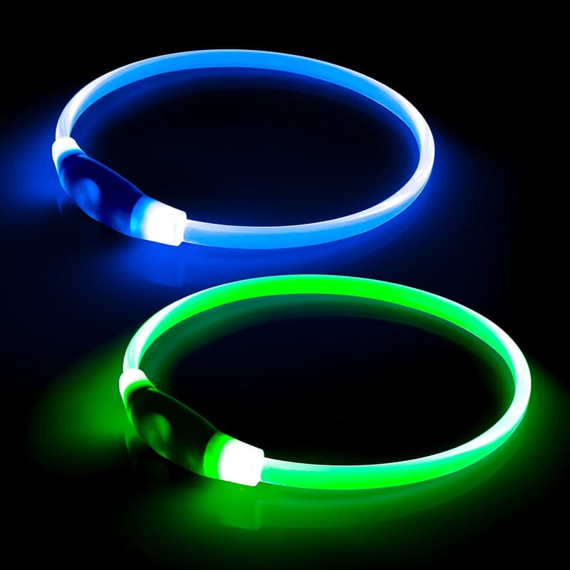 Rechargeable LED Dog Collar Set – 2-Pack for Night Safety (Green & Blue)