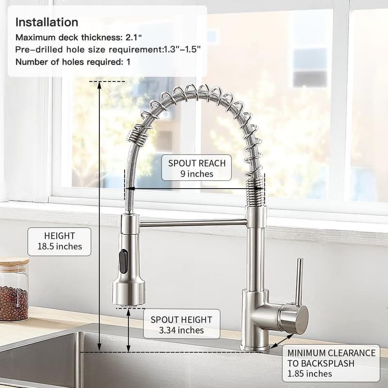 Industrial Brushed Nickel Kitchen Faucet with Pull Down Sprayer