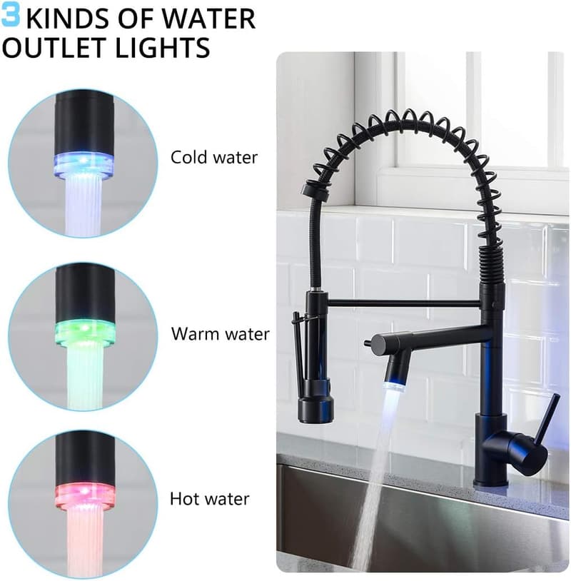 Matte Black Commercial Kitchen Faucet with Sprayer