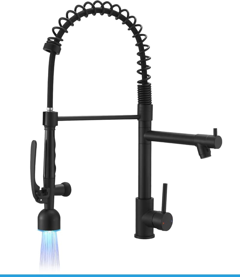 Commercial Black Kitchen Faucet with Pull Down Sprayer