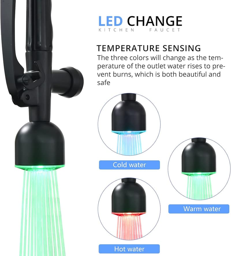 Commercial Black Kitchen Faucet with Pull Down Sprayer