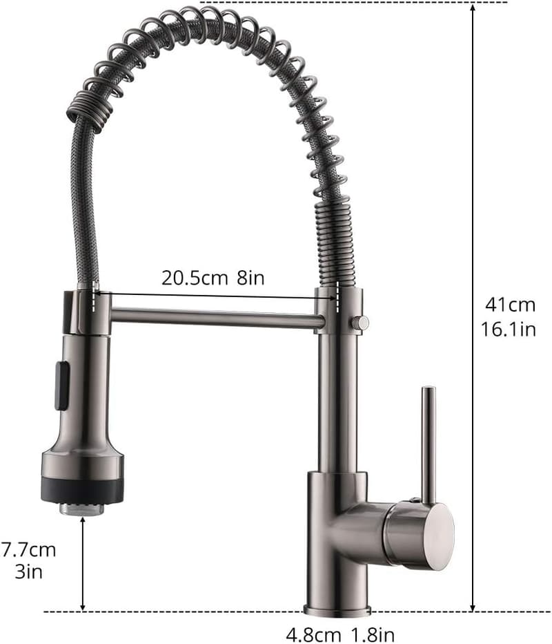 Brushed Nickel Pull-Down Kitchen Faucet with LED Light