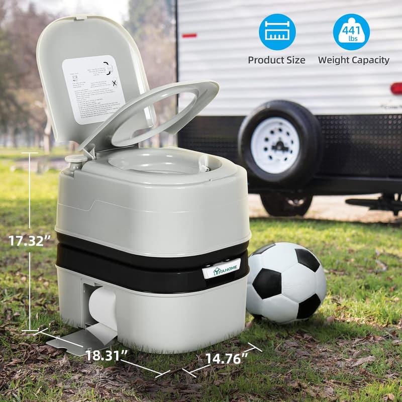 Portable 6.34 Gallon Camping Toilet with Leak-Proof Design