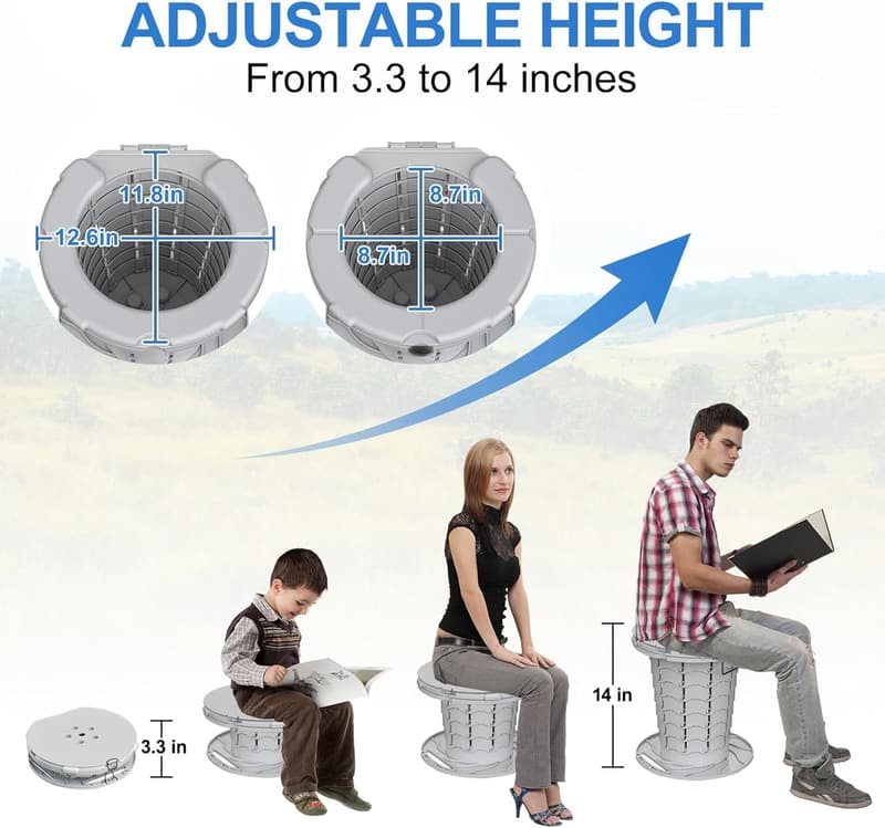 Portable Camping Toilet with Cushion & Adjustable Height