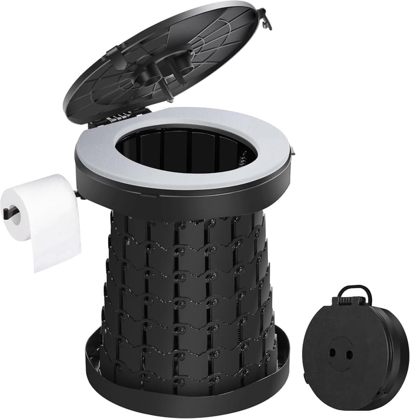 Portable Height-Adjustable Toilet with Soft Cushion for Camping