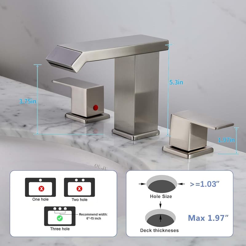 Waterfall Bathroom Faucet with Pop-up Drain Assembly
