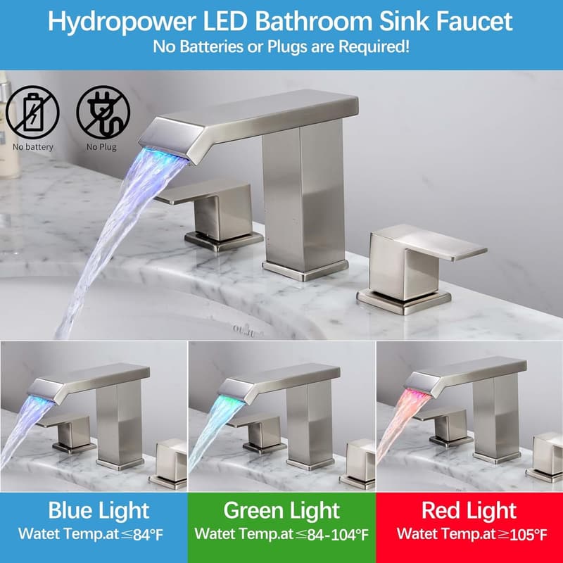 Waterfall Bathroom Faucet with Pop-up Drain Assembly