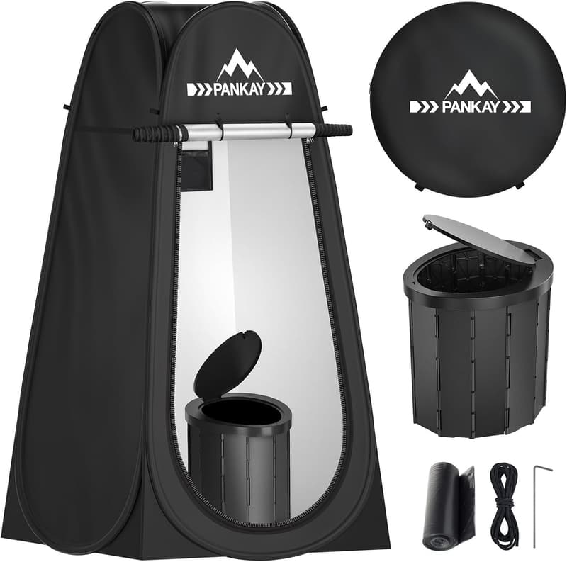 Portable Camping Toilet with Privacy Tent and Carry Bag