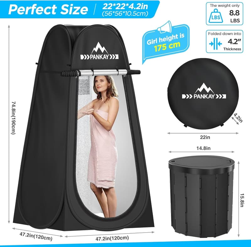 Portable Camping Toilet with Privacy Tent and Carry Bag