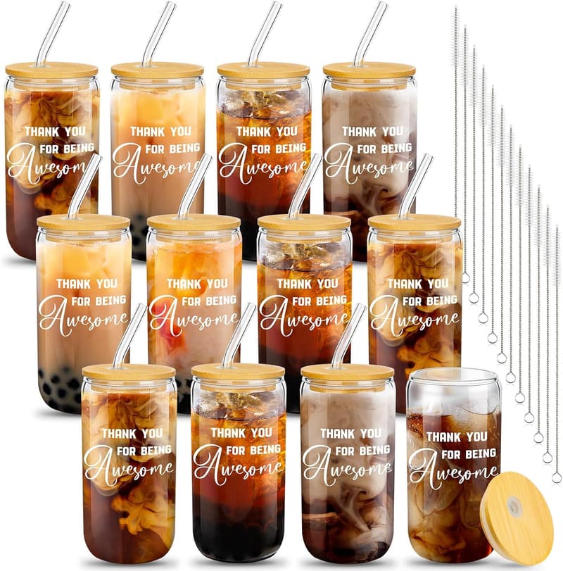 Employee Appreciation Gifts: Set of 12 Thank You Glass Cups