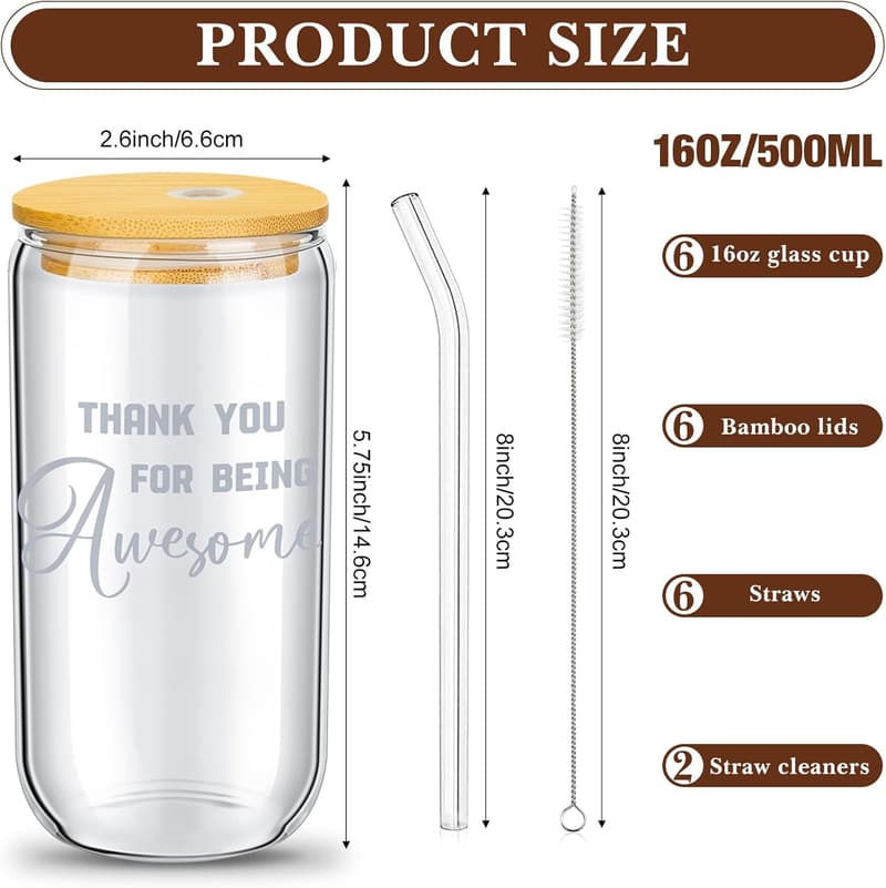Employee Appreciation Gifts: Set of 12 Thank You Glass Cups