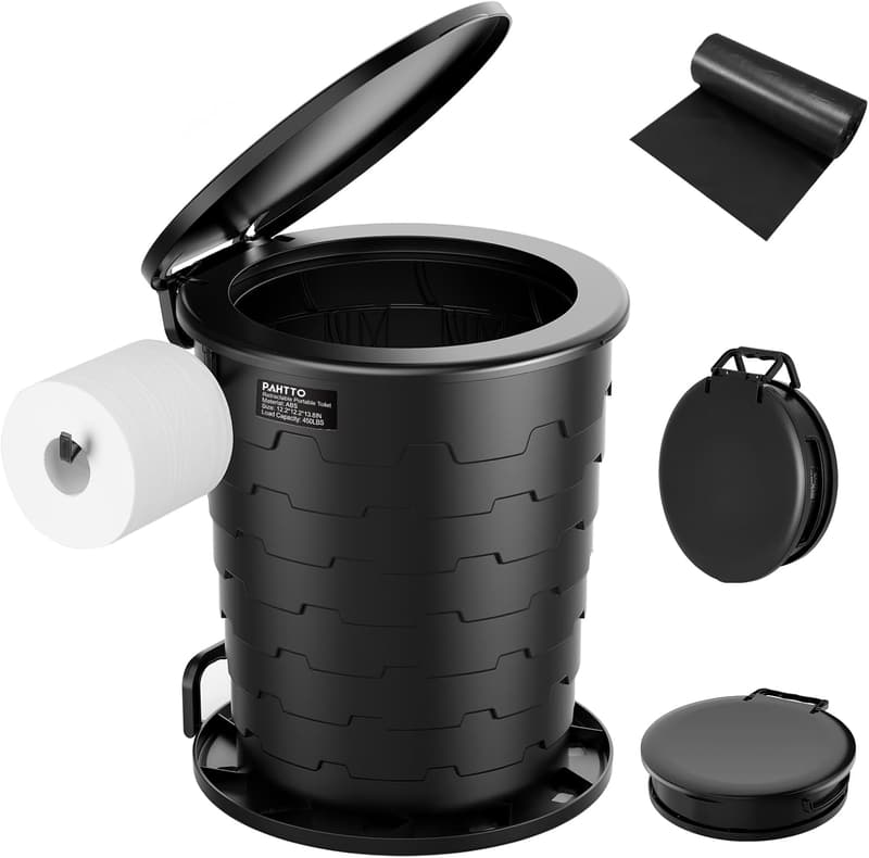 Portable Camping Toilet for Adults - Foldable, Adjustable Height