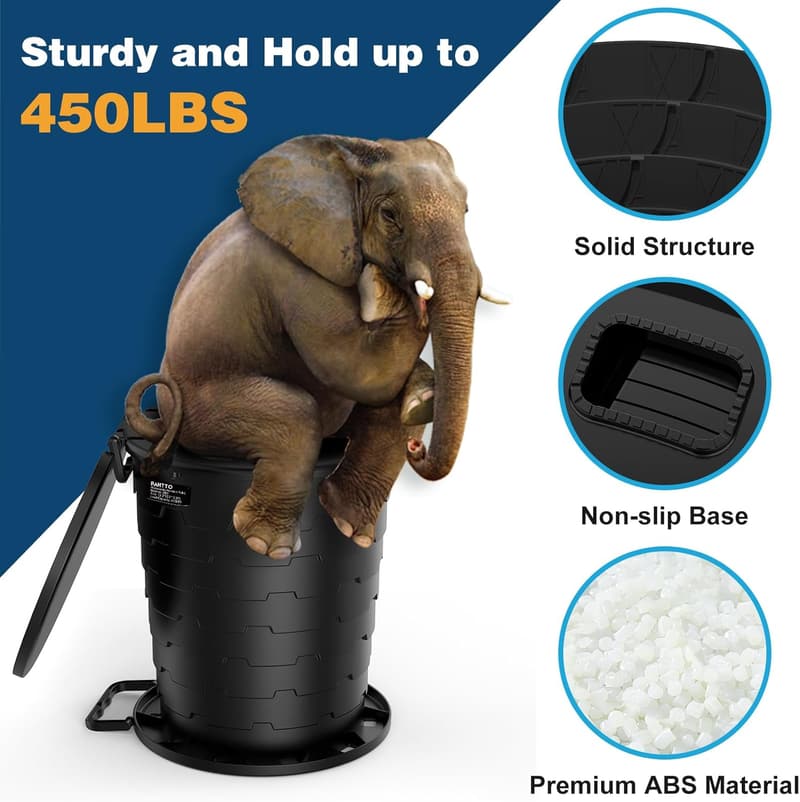 Portable Camping Toilet for Adults - Foldable, Adjustable Height