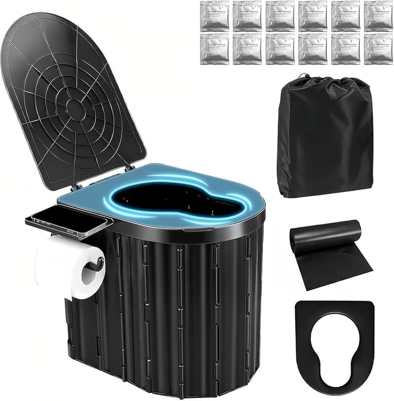 Portable Camping Toilet for Adults - Cushioned Outdoor Potty