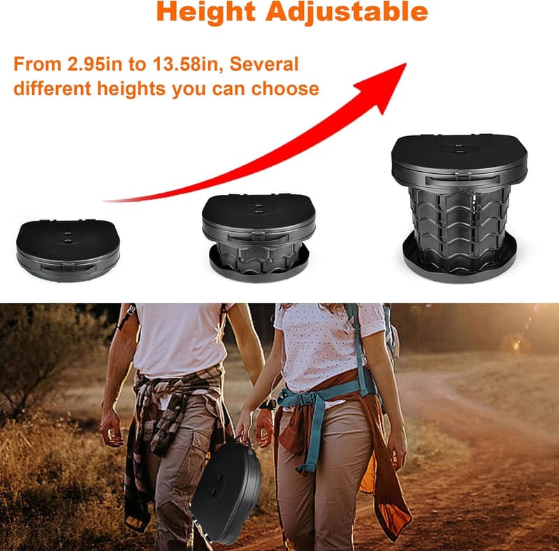 Foldable Portable Camping Toilet, Height Adjustable, 400lbs Capacity
