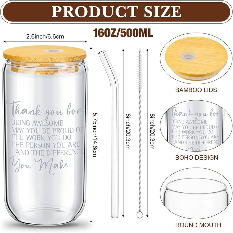 Employee Appreciation Gift Set - 16 oz Thank You Beer Glasses