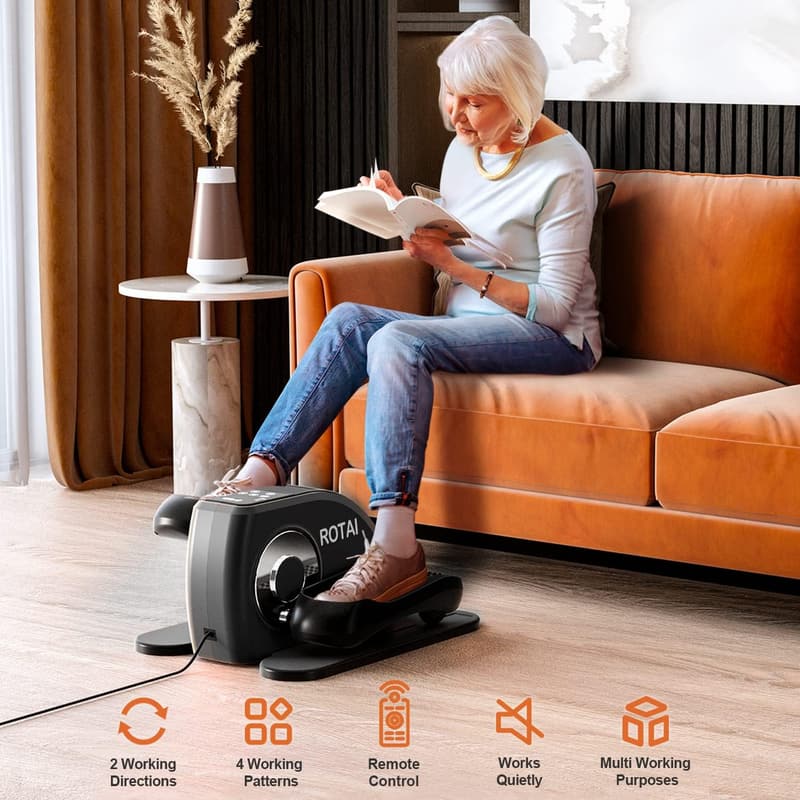 Electric Seated Leg Pedal Exerciser for Seniors' Home Rehab